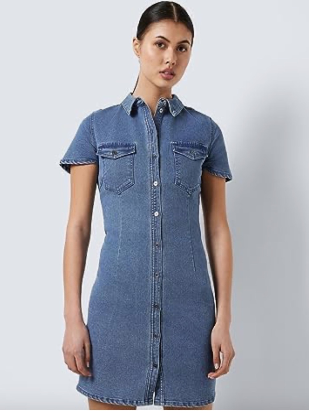 Noisy May joy short-sleeve denim dress - Picture 4 of 8
